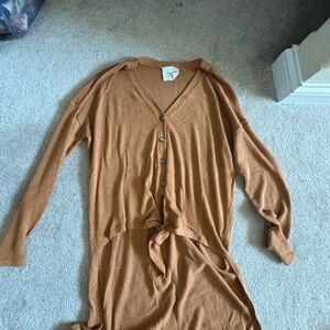 Women's Brown Button-Up Sweater